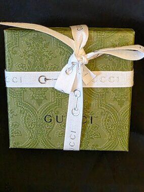 Gucci Embossed Green Gift Box with Branded Ribbon